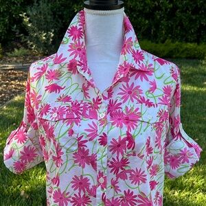 Lilly Pulitzer Floral Resort Fit Button Down Top